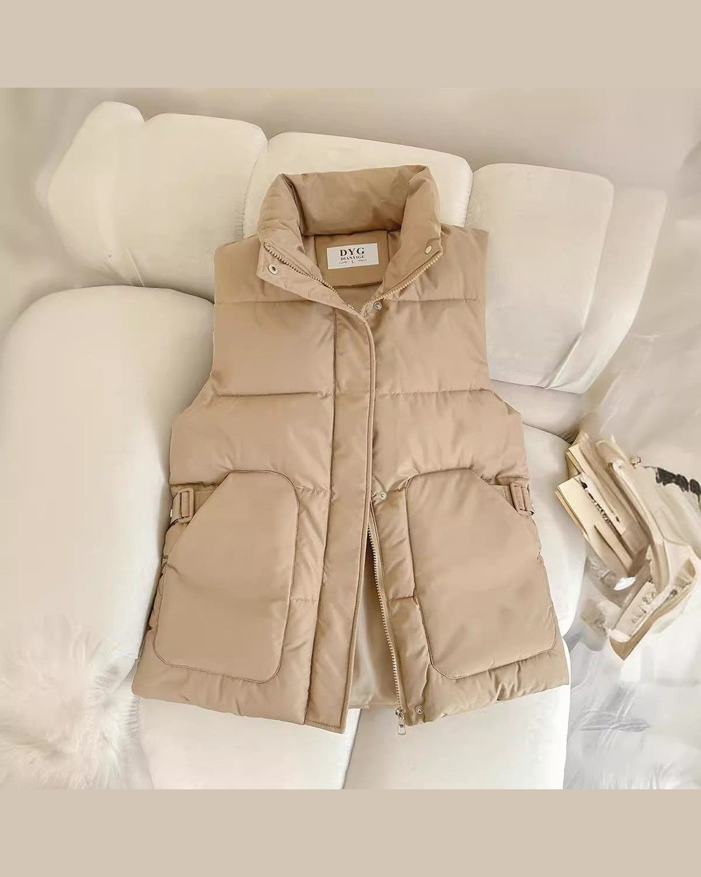 Gilet con Collo Alto e Tasconi