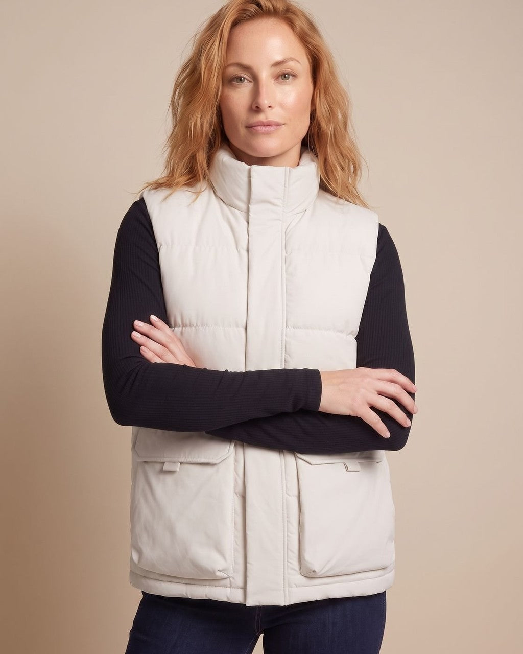 Gilet Trapuntato a Collo Alto