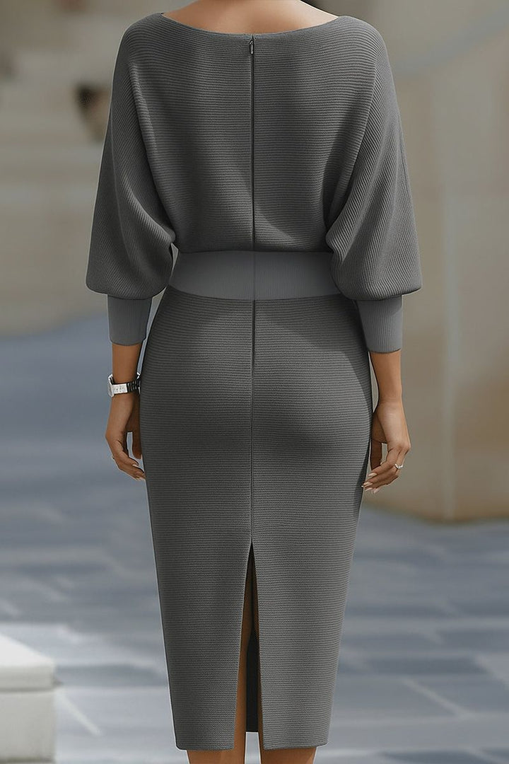 Abito Midi con Scollo Drappeggiato