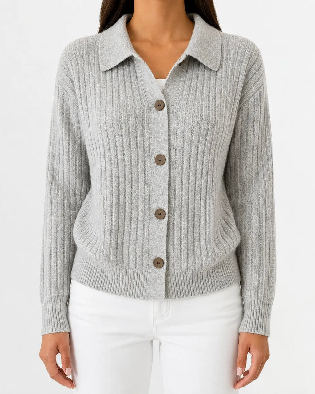 Cardigan a Coste con Colletto