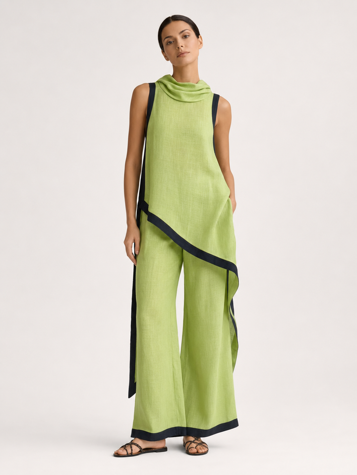 Completo Pantalone con Bordo a Contrasto