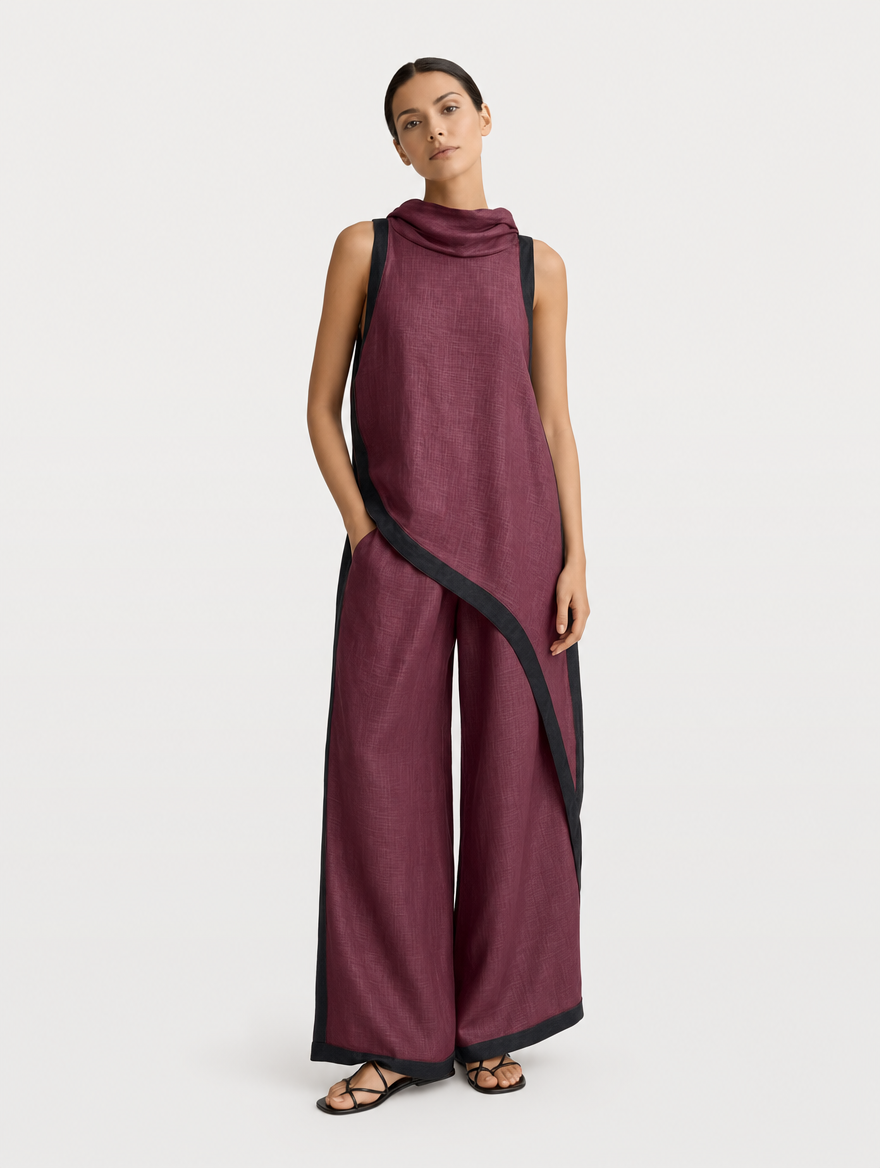 Completo Pantalone con Bordo a Contrasto