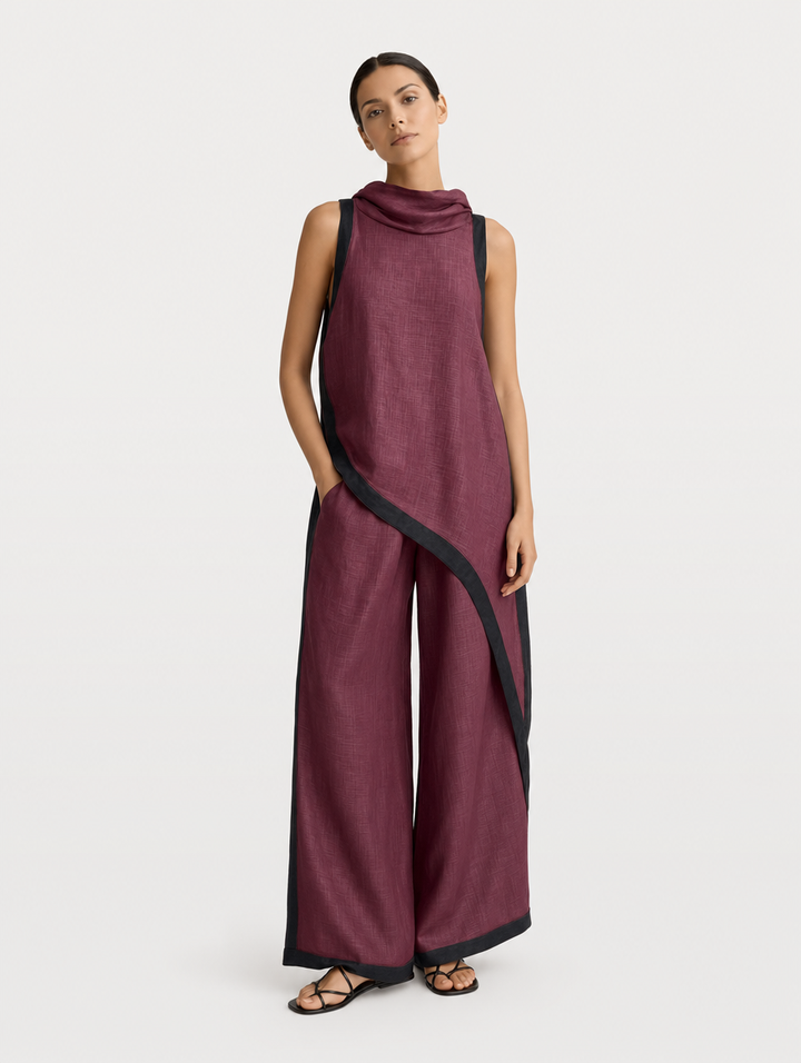 Completo Pantalone con Bordo a Contrasto