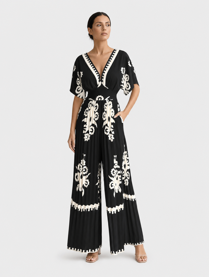 Completo Pantalone con Ricamo a Contrasto