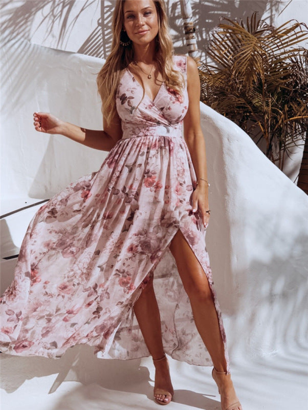 Vestito Lungo Floreale con Spacco
