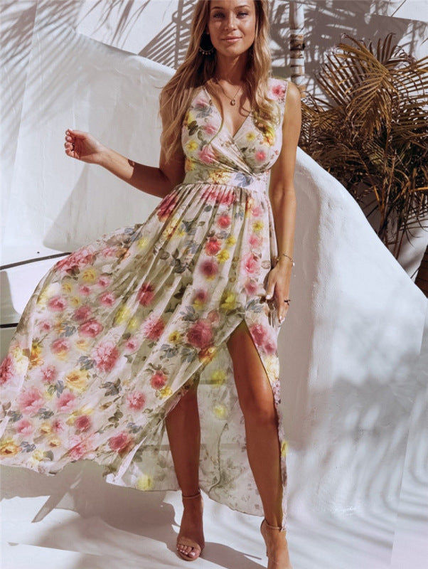 Vestito Lungo Floreale con Spacco
