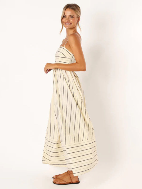 Abito Midi a Righe con Spalline