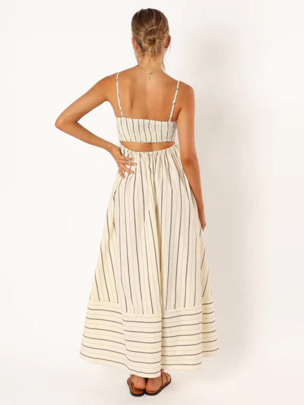 Abito Midi a Righe con Spalline