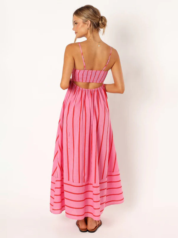 Abito Midi a Righe con Spalline