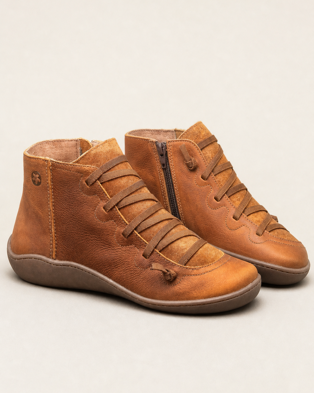 Stivaletti Casual con Lacci e Zip