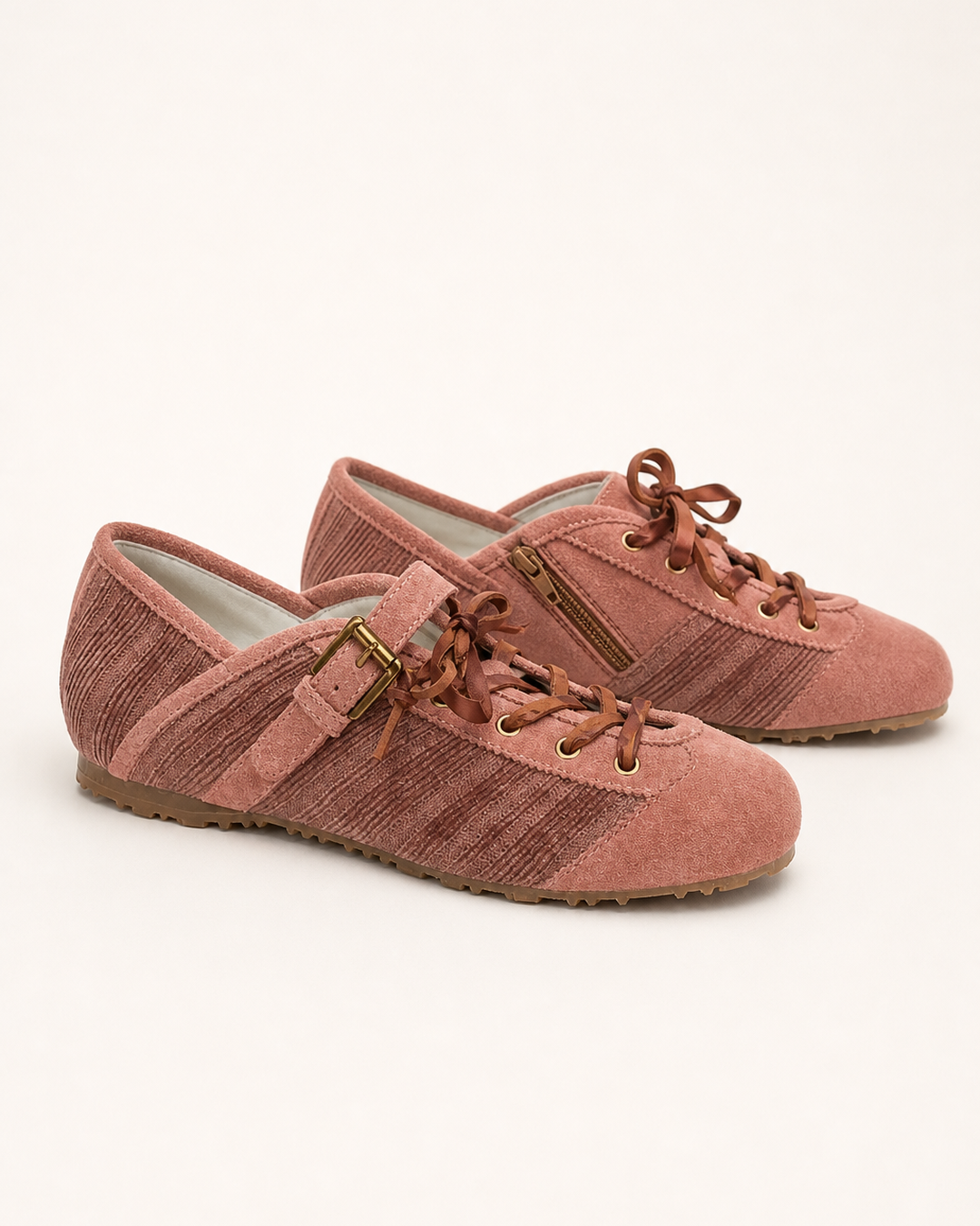 Scarpe Basse con Lacci e Fibbia