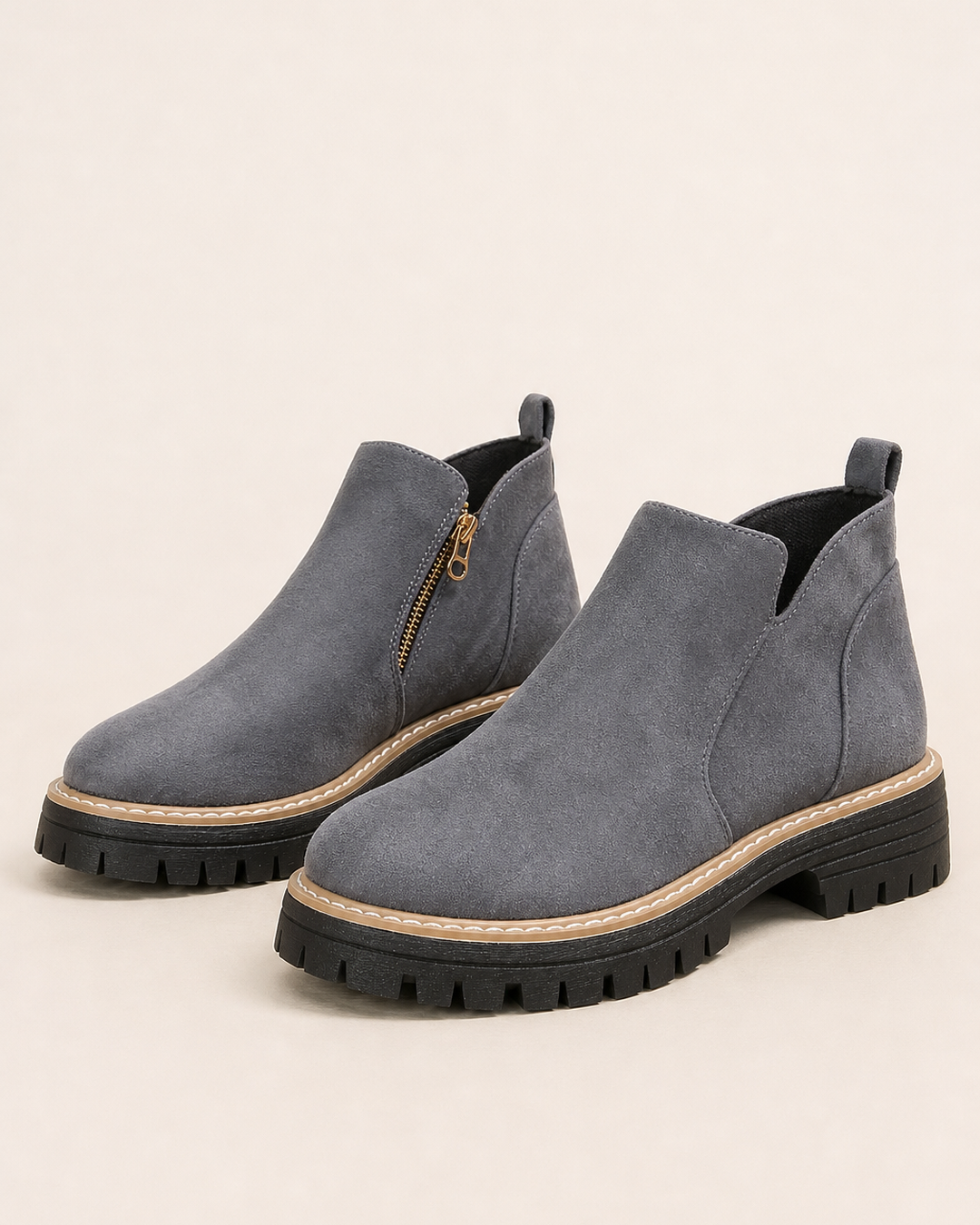 Stivaletti Chunky con Zip Laterale