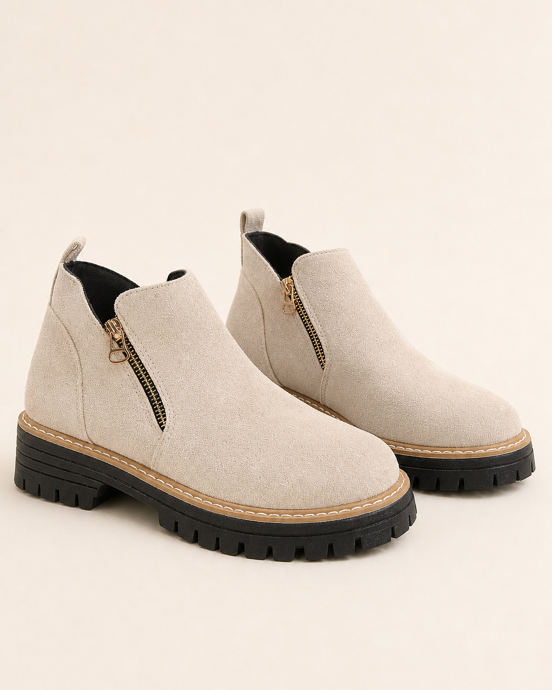 Stivaletti Chunky con Zip Laterale