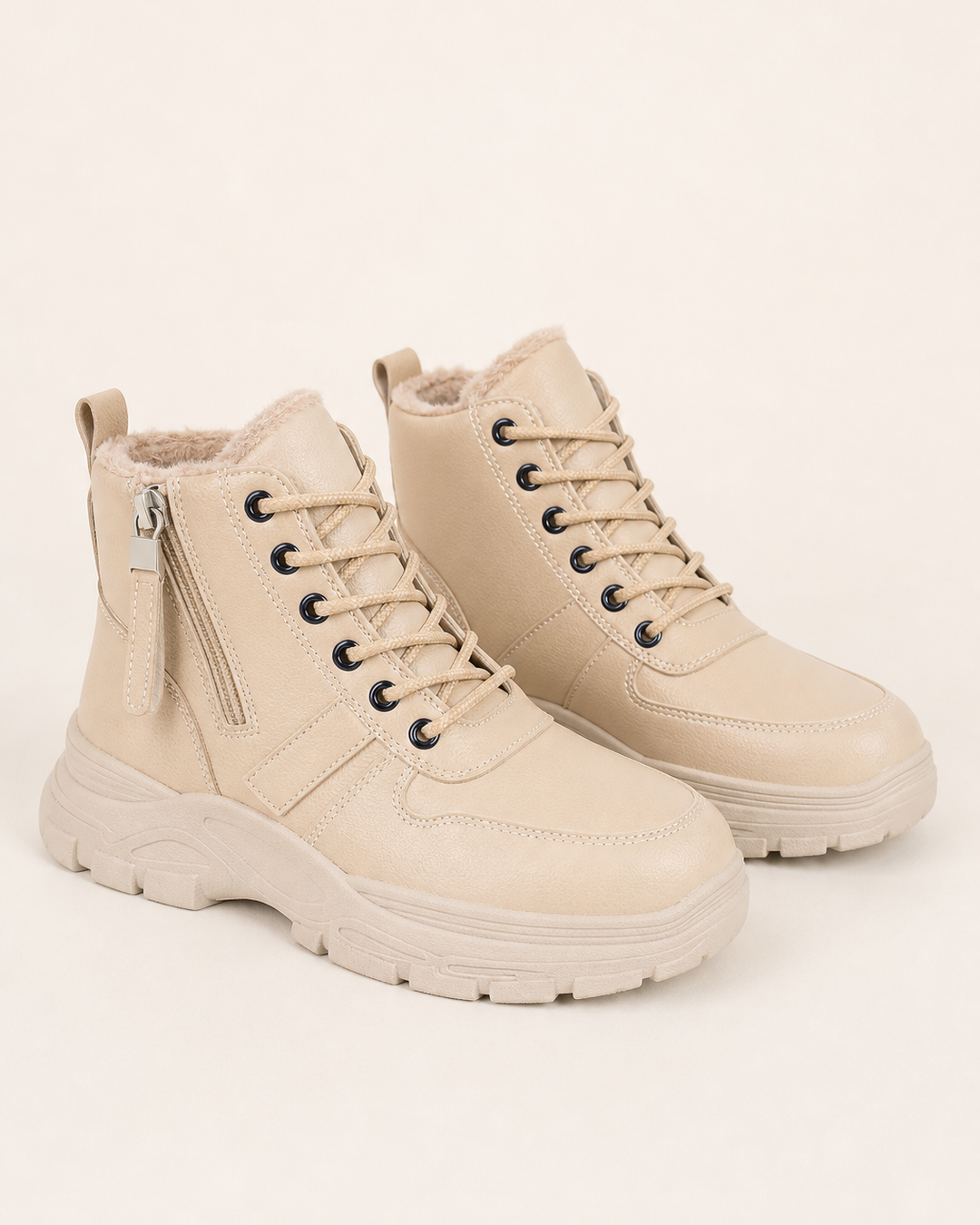 Anfibi con Platform e Zip Laterale