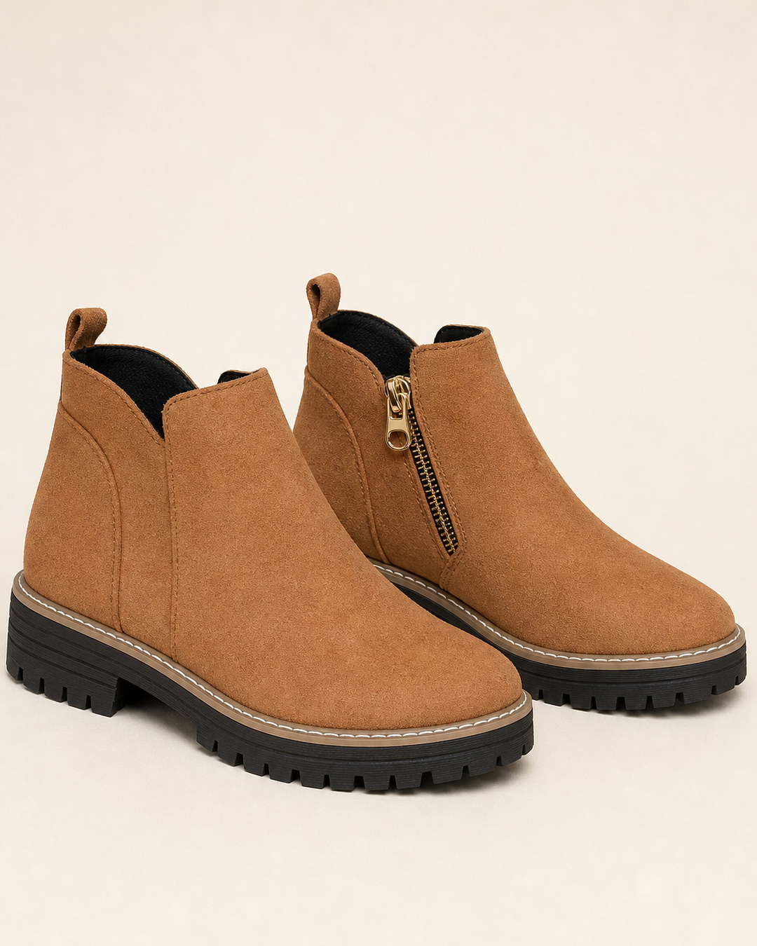 Stivaletti Chunky con Zip Laterale