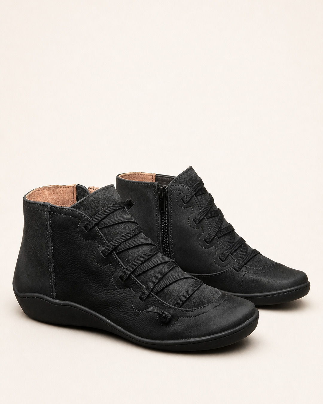 Stivaletti Casual con Lacci e Zip