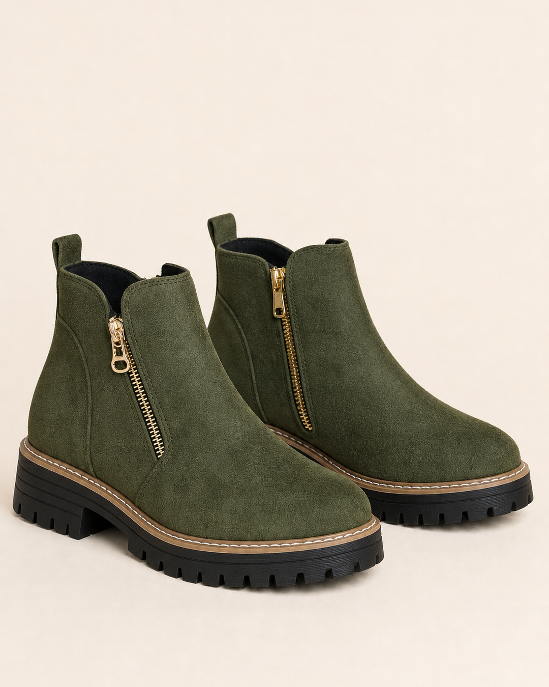 Stivaletti Chunky con Zip Laterale