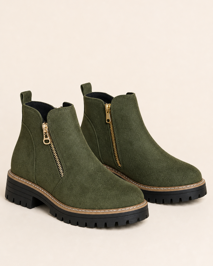 Stivaletti Chunky con Zip Laterale