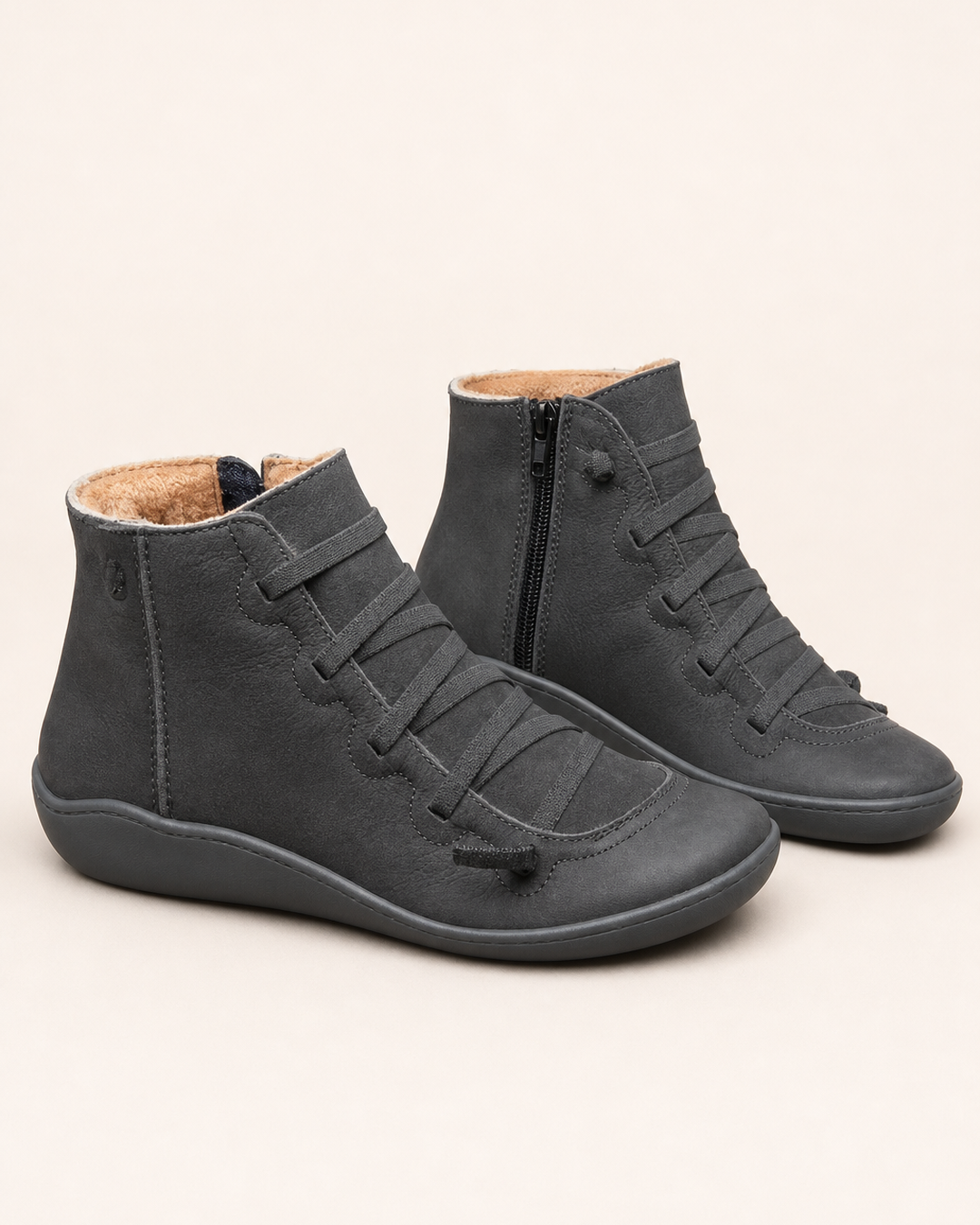 Stivaletti Casual con Lacci e Zip