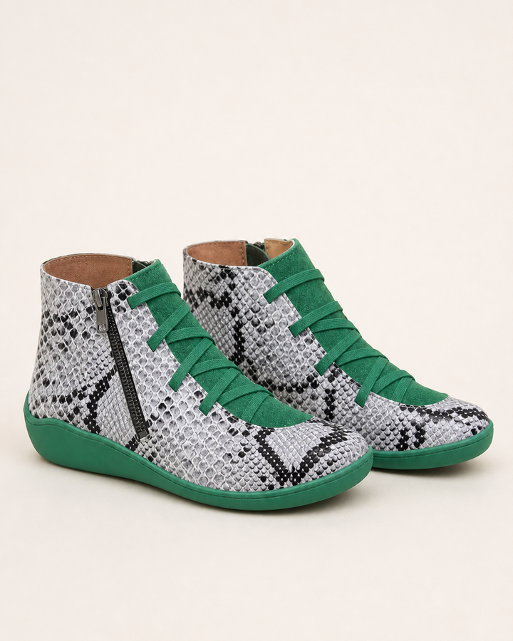 Stivaletti Bassi con Zip e Lacci