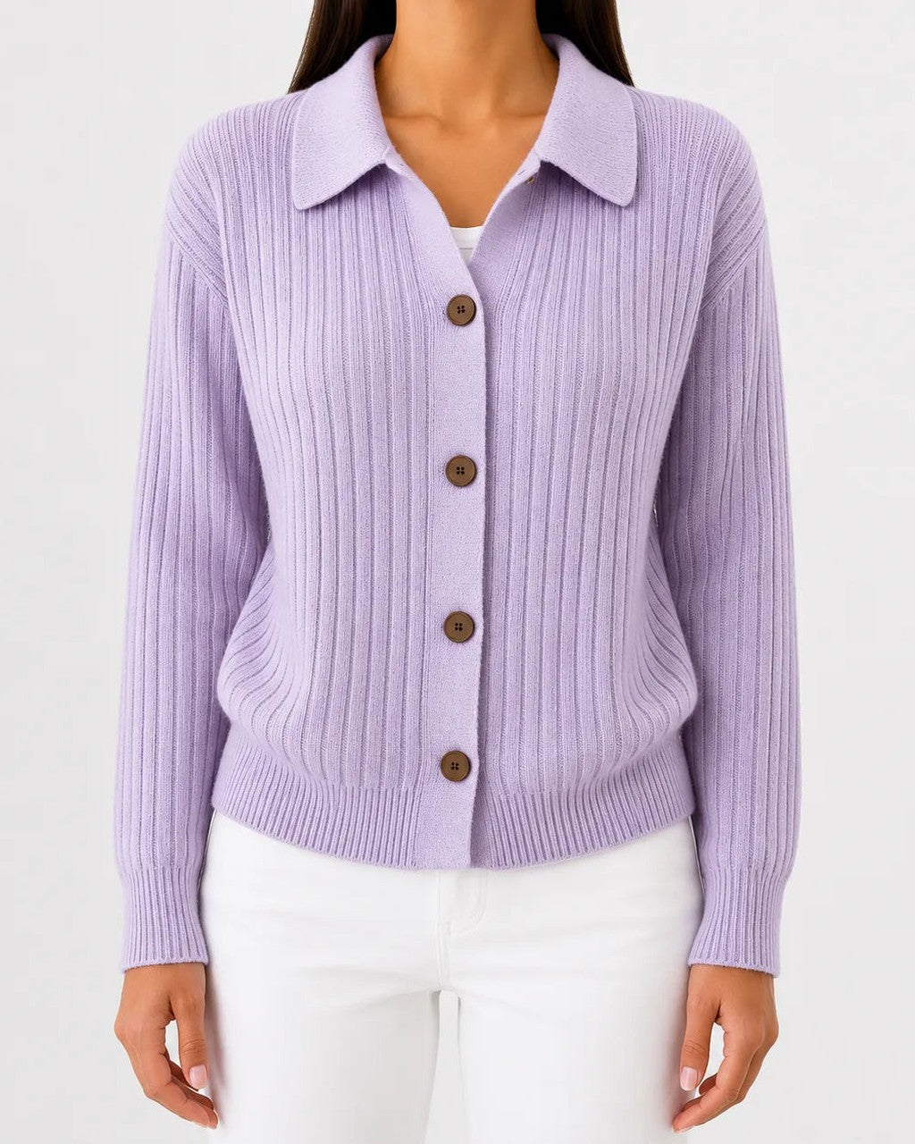 Cardigan a Coste con Colletto
