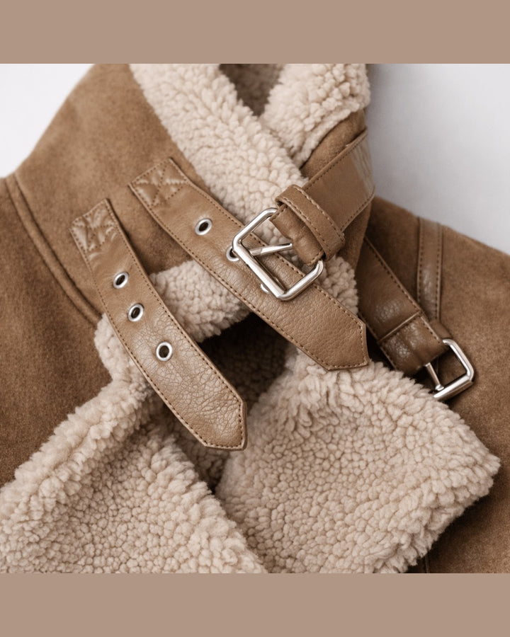 Giacca Stile Biker con Collo Ampio