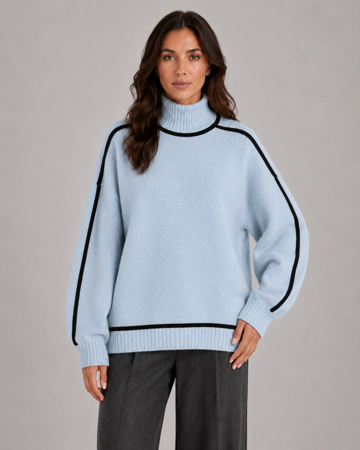 Maglione a Collo Alto con Righe