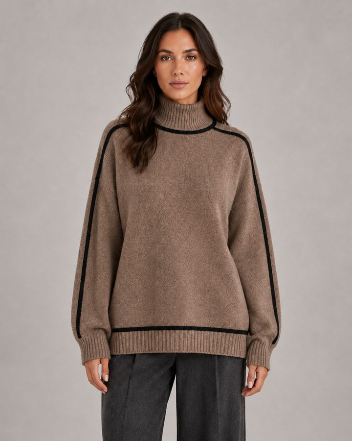 Maglione a Collo Alto con Righe