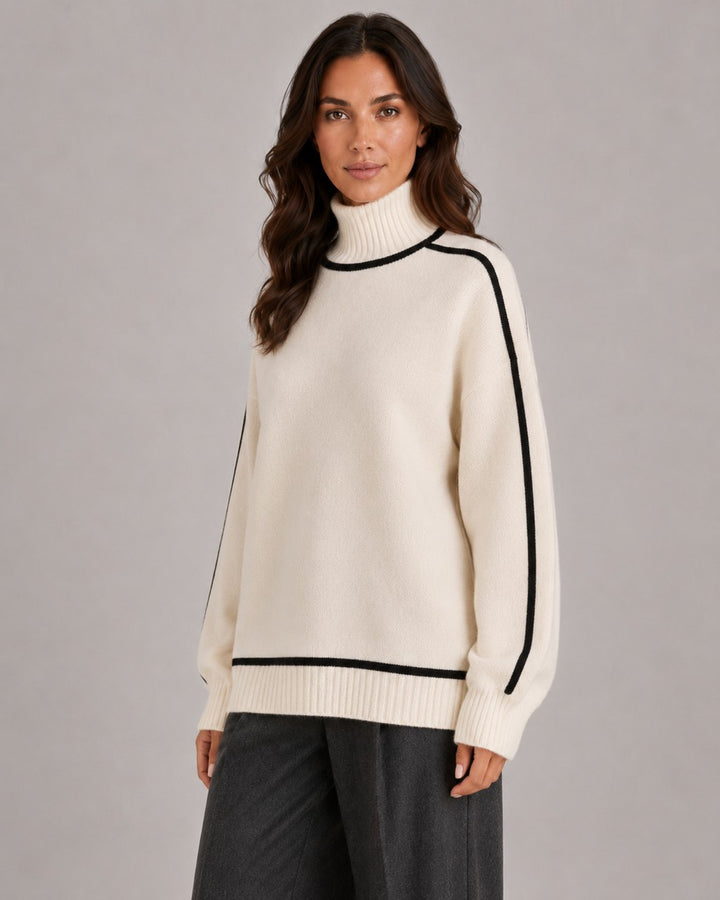 Maglione a Collo Alto con Righe