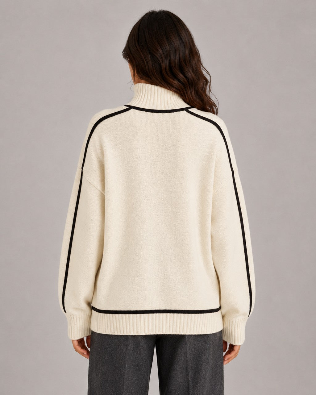 Maglione a Collo Alto con Righe