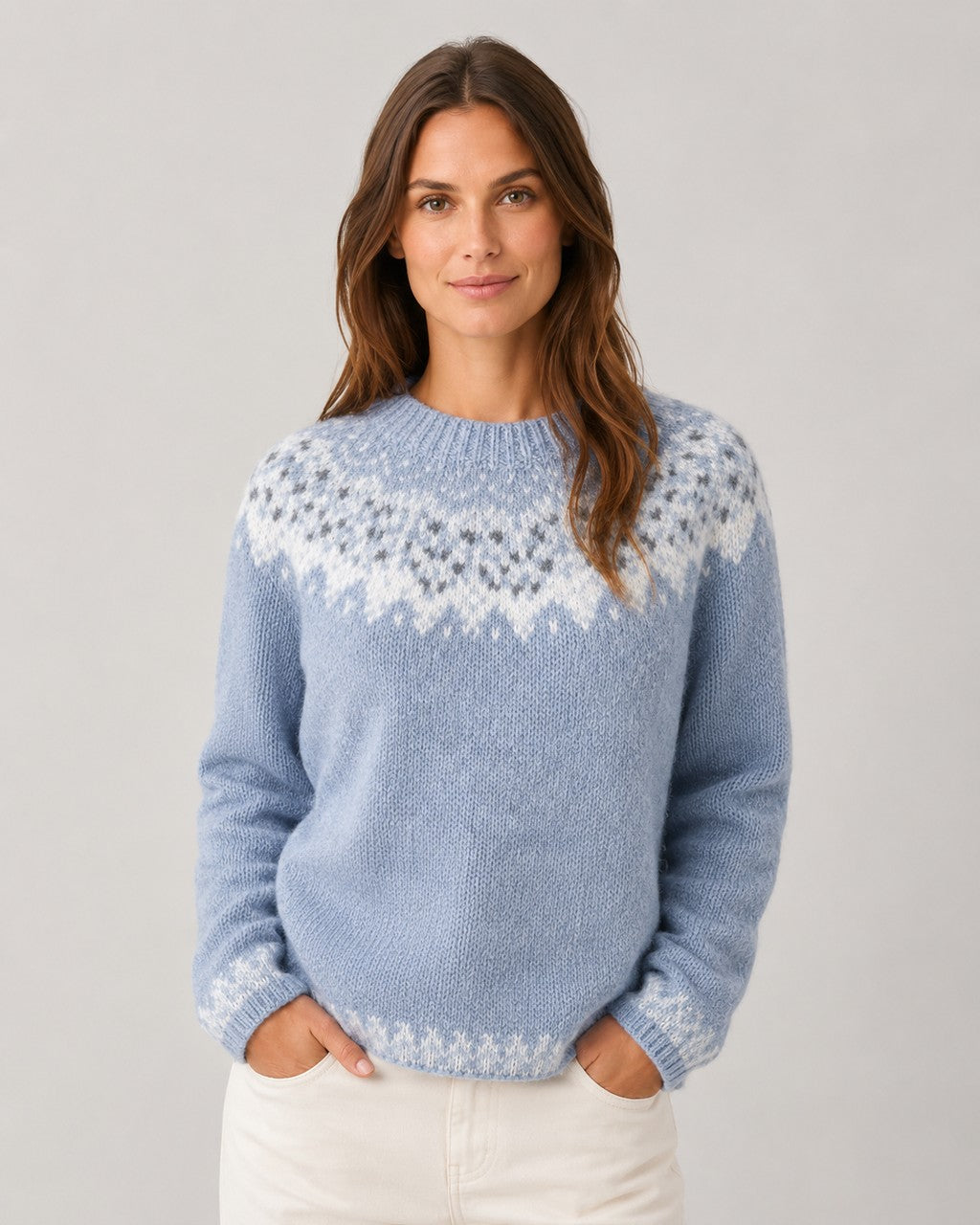 Maglione Azzurro con Sprone Fantasia