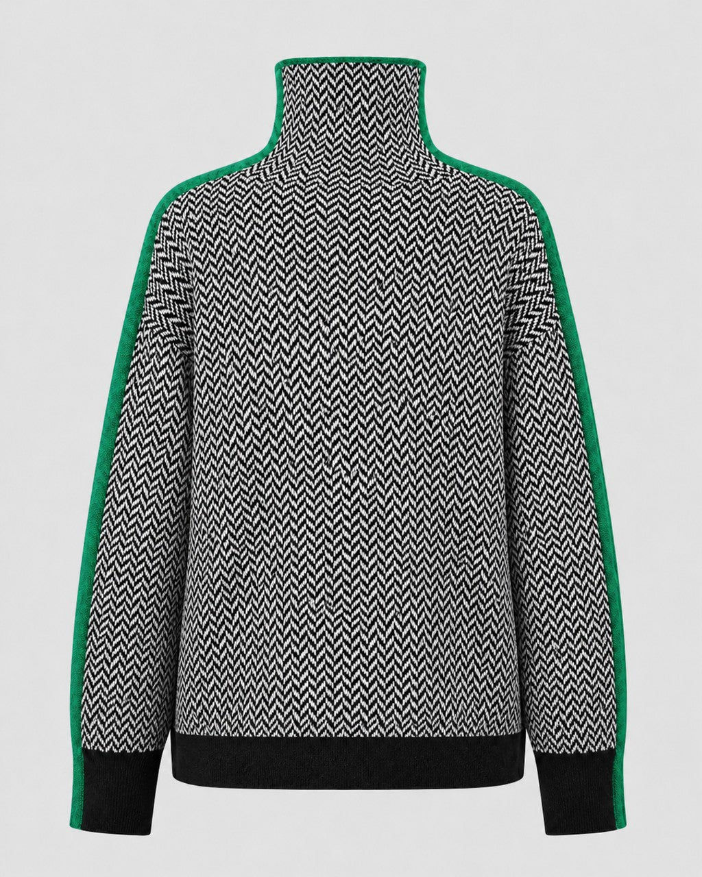 Maglione Spigato con Righe a Contrasto