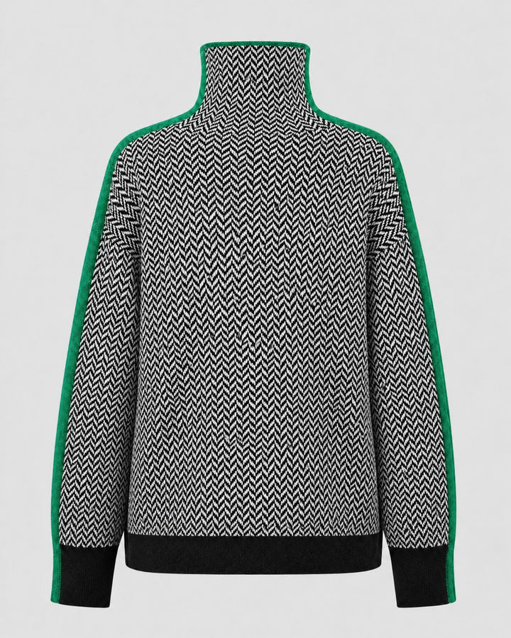 Maglione Spigato con Righe a Contrasto