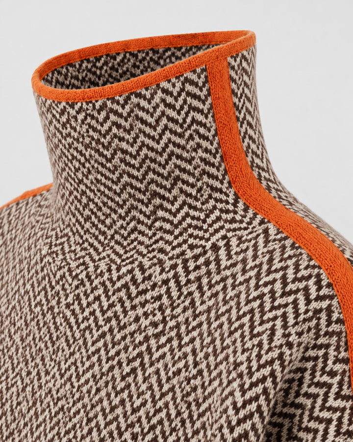 Maglione Spigato con Righe a Contrasto