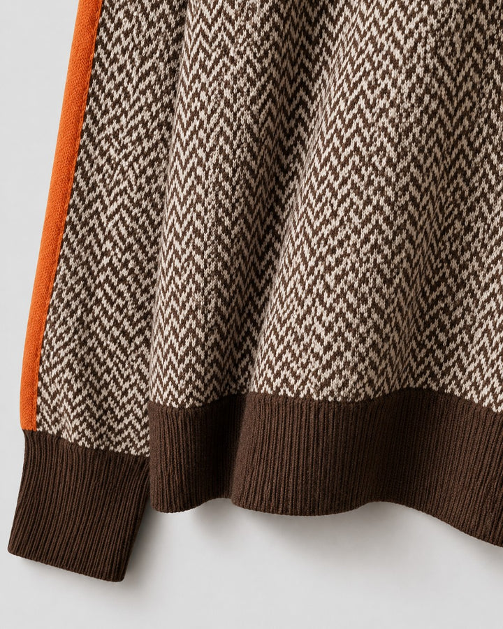 Maglione Spigato con Righe a Contrasto