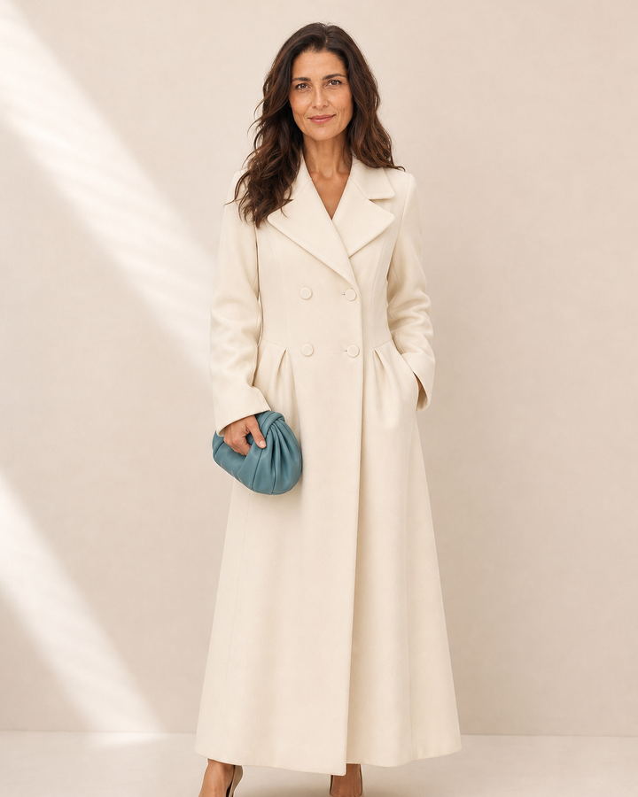 Cappotto Lungo Avvitato Avorio
