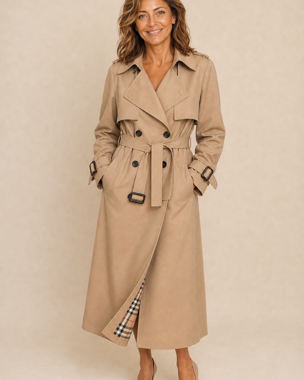 Cappotto Trench Classico Beige