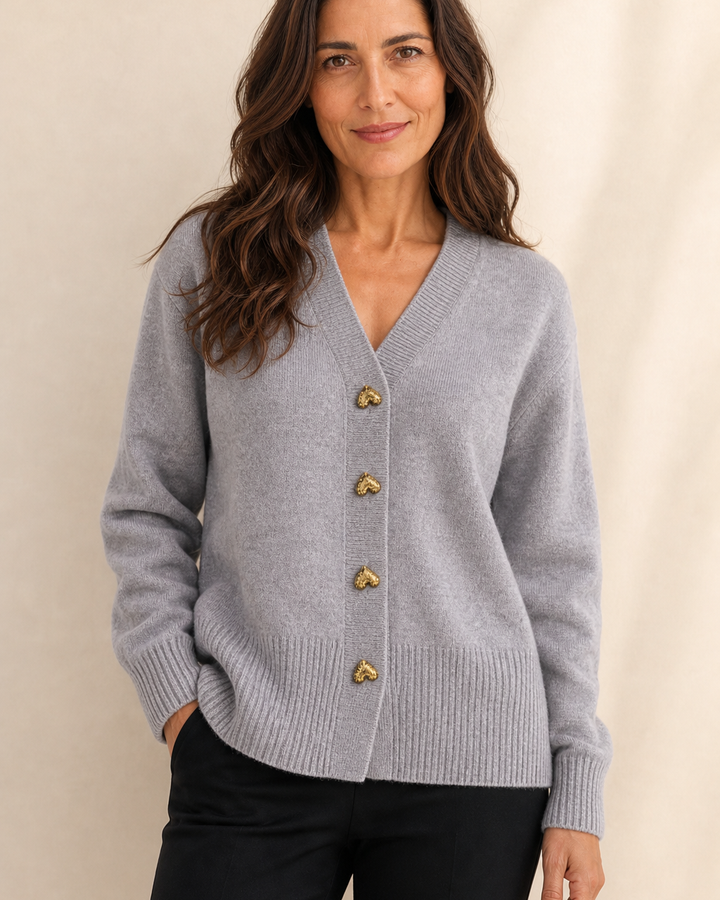 Cardigan Elegante con Bottoni a Cuore