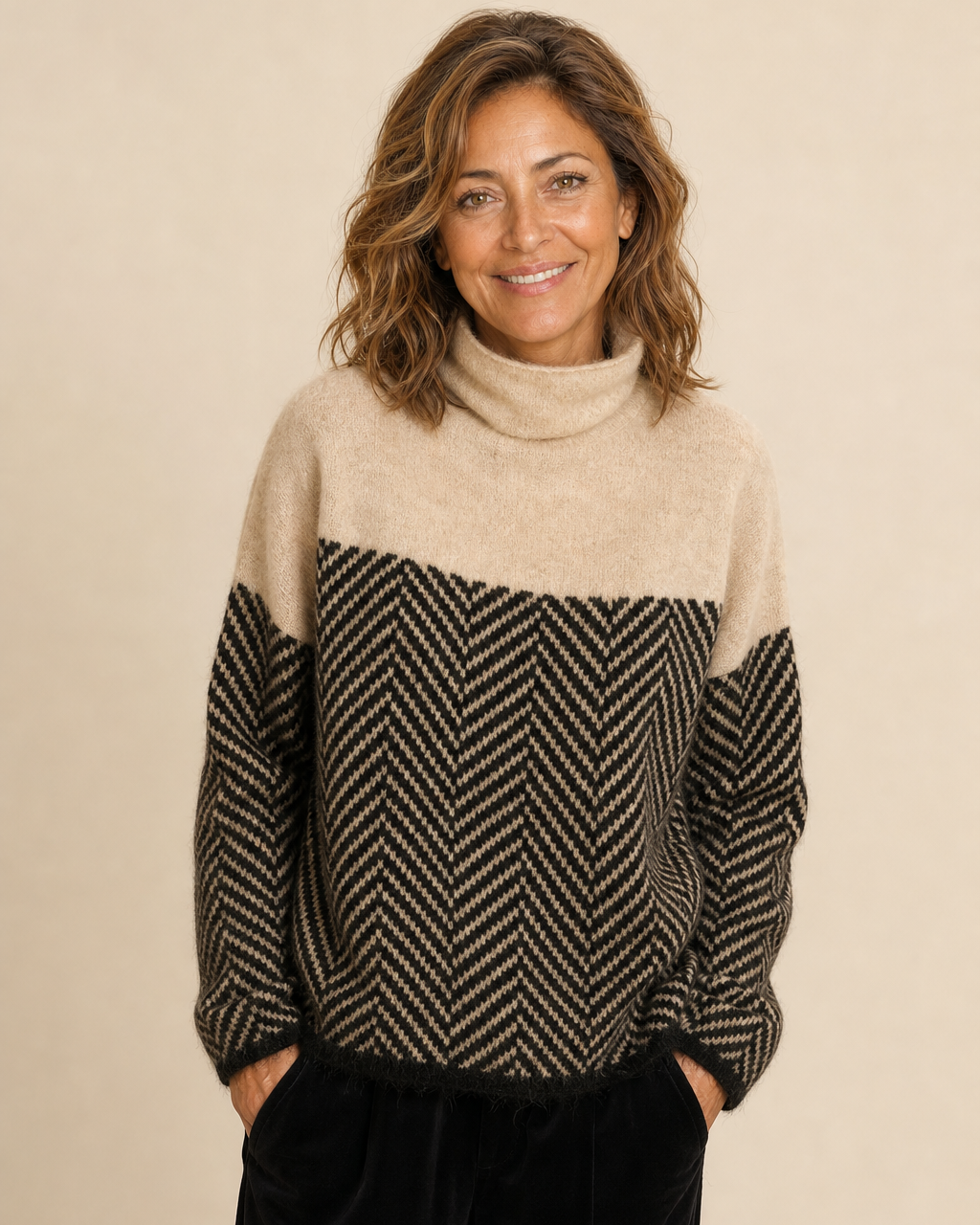 Maglione a Collo Alto Spigato