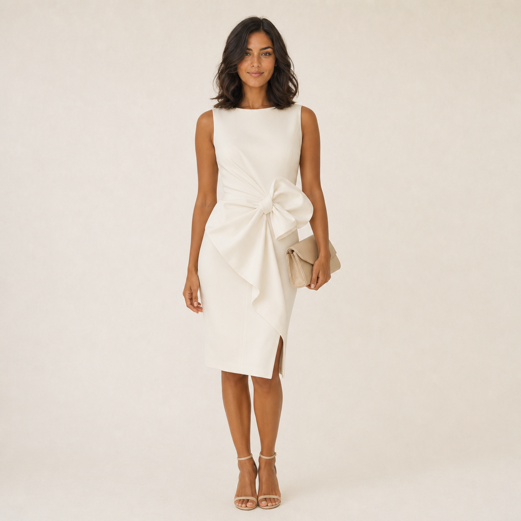 Abito Midi Elegante con Fiocco