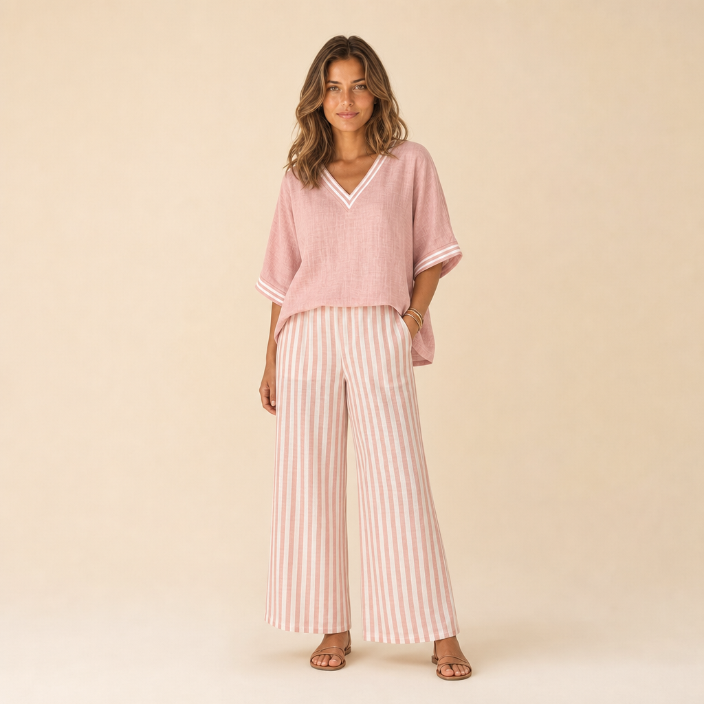 Completo con Pantalone Palazzo a Righe