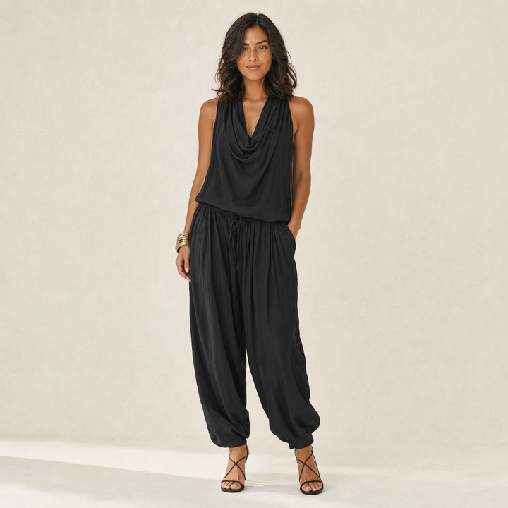 Completo Nero con Top Drappeggiato