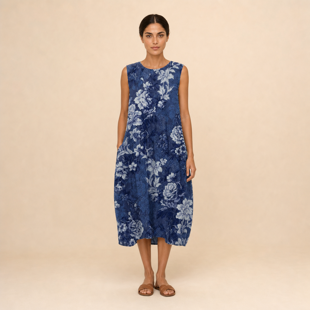Vestito Midi Blu Floreale