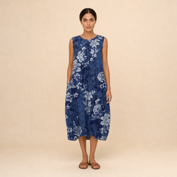 Vestito Midi Blu Floreale