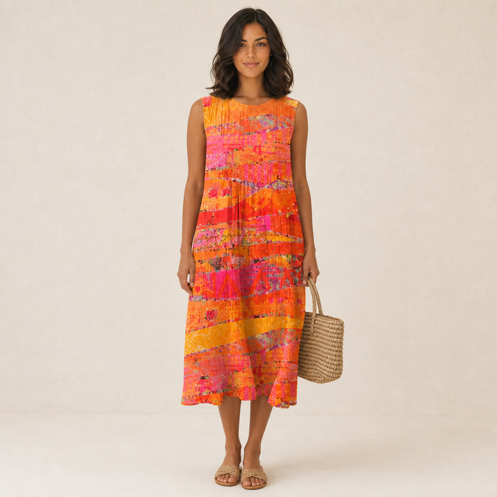 Abito Midi Stampa Patchwork