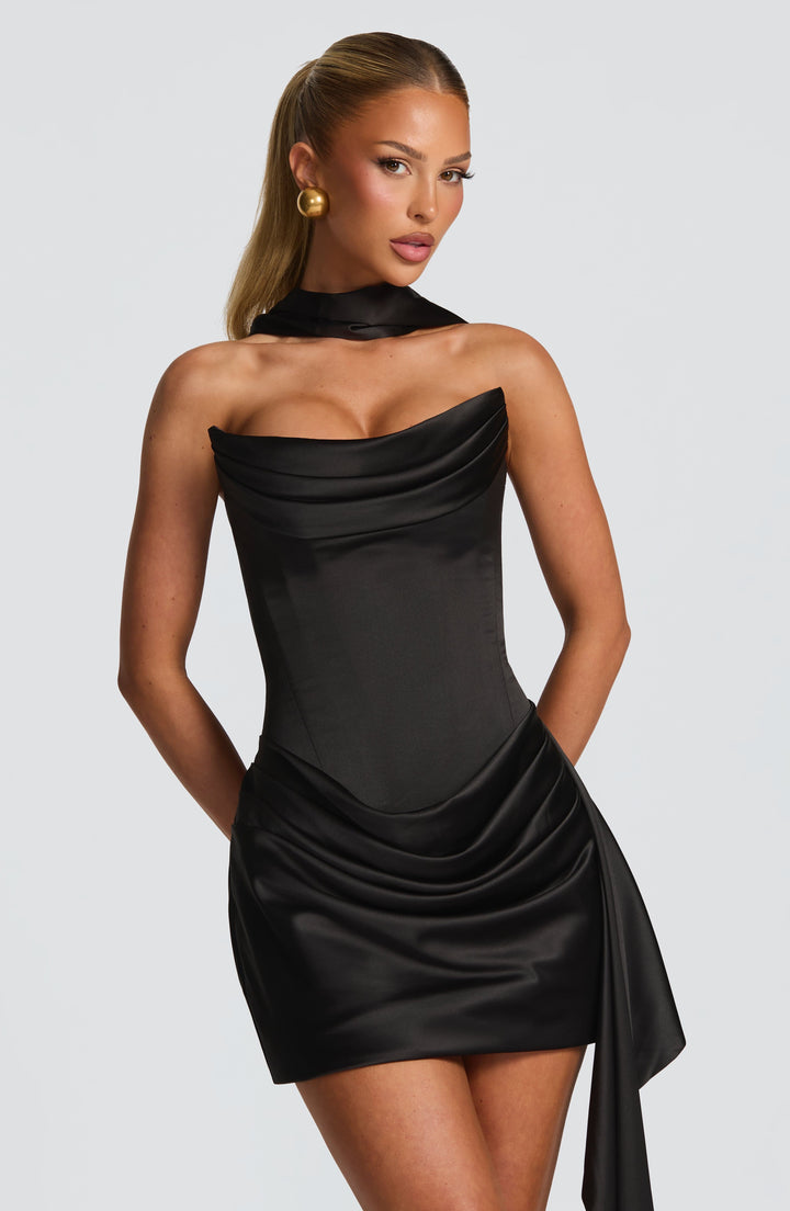 Mini Abito a Corsetto con Drappeggio