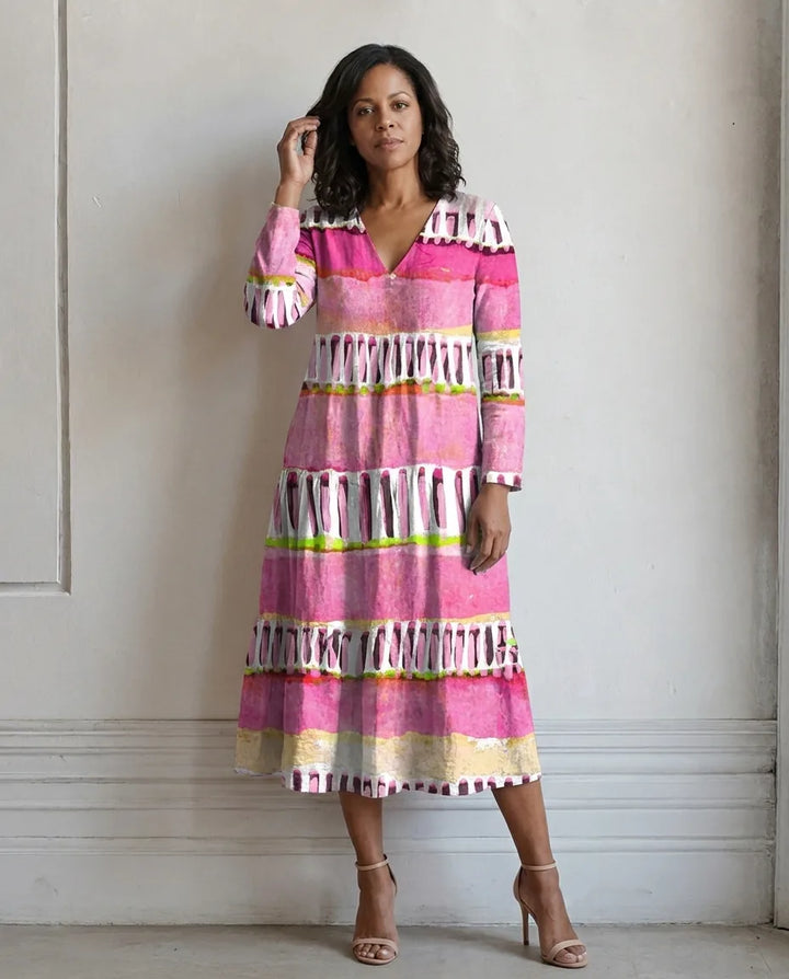 Vestito Midi a Fantasia Artistica