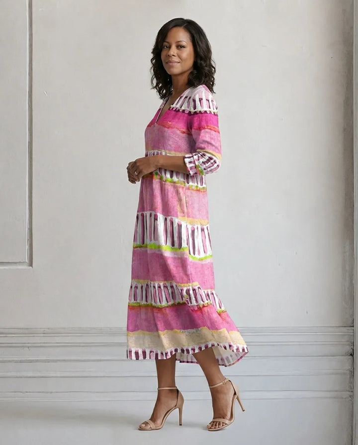 Vestito Midi a Fantasia Artistica
