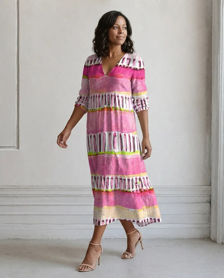 Vestito Midi a Fantasia Artistica