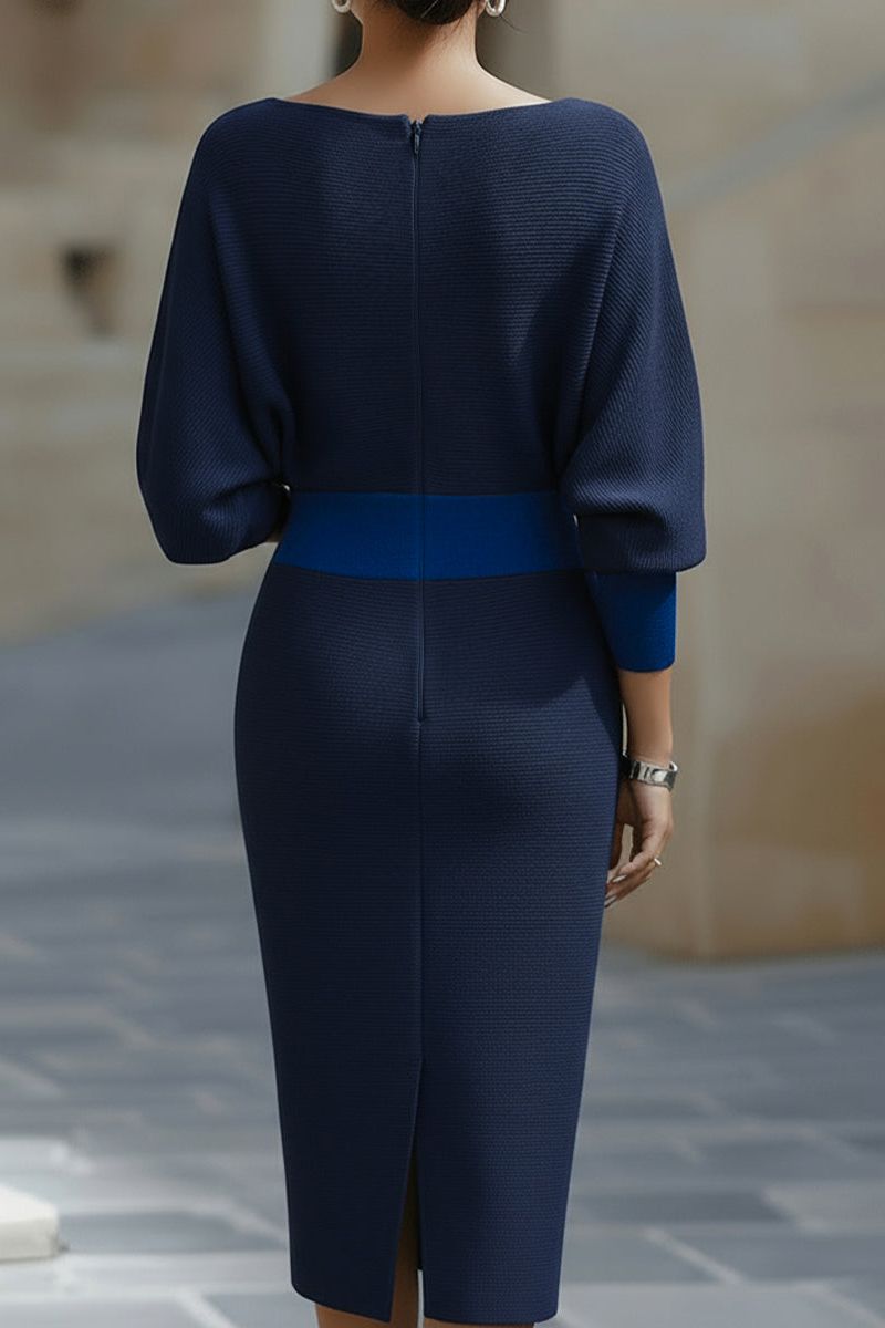 Abito Midi con Scollo Drappeggiato